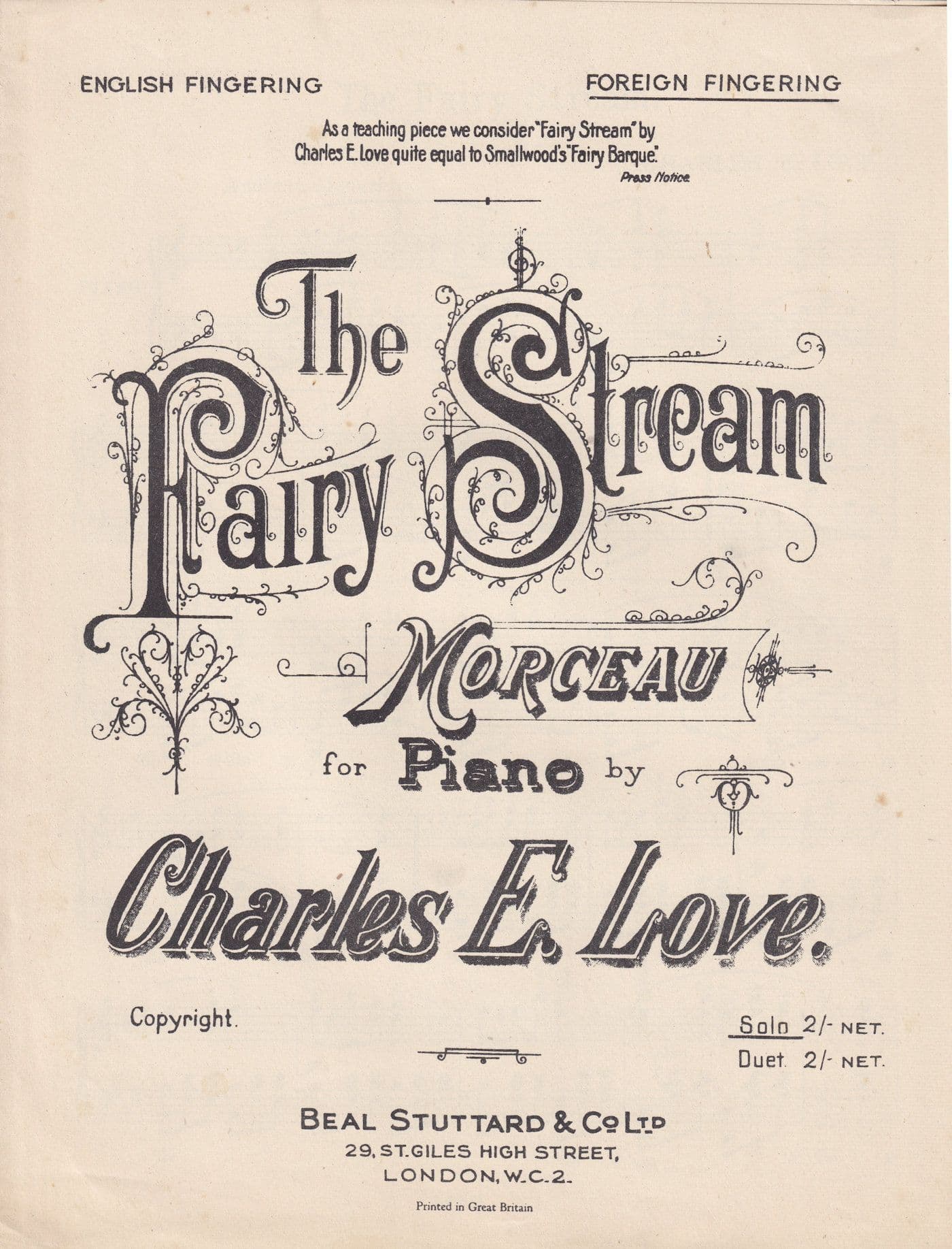 The Fairy Fairies Stream Olde Sheet Music