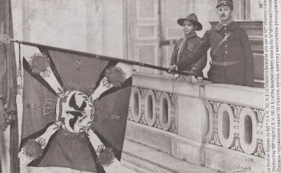 The First Flag Bavarian Infantry Antique French Riflemen WW1 Military Postcard