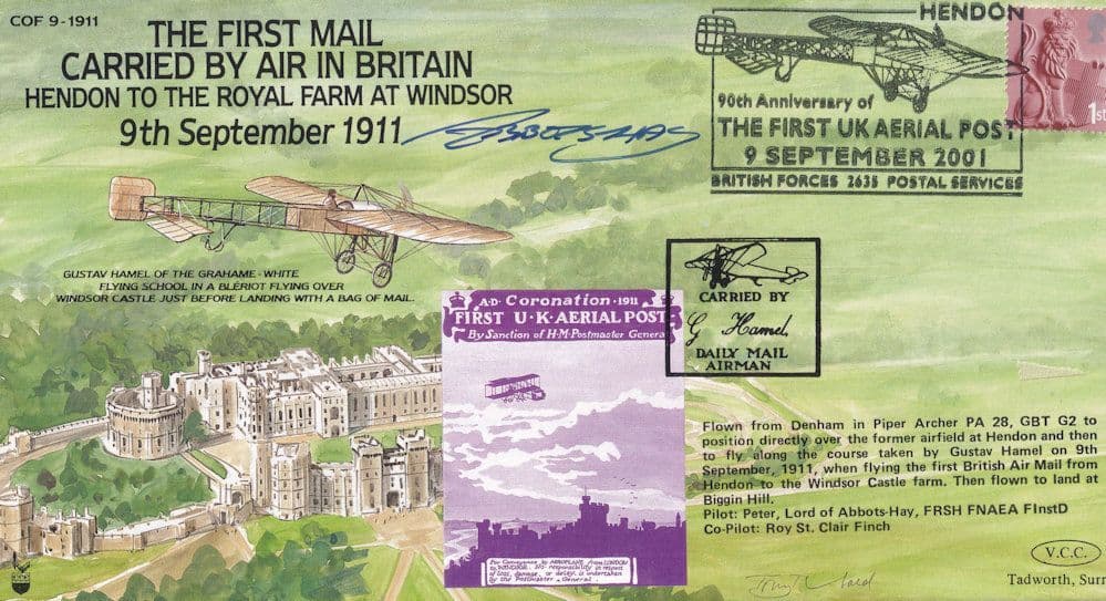 The First Postal Mail Letter Carried By Air In Britain Military Hand Signed FDC