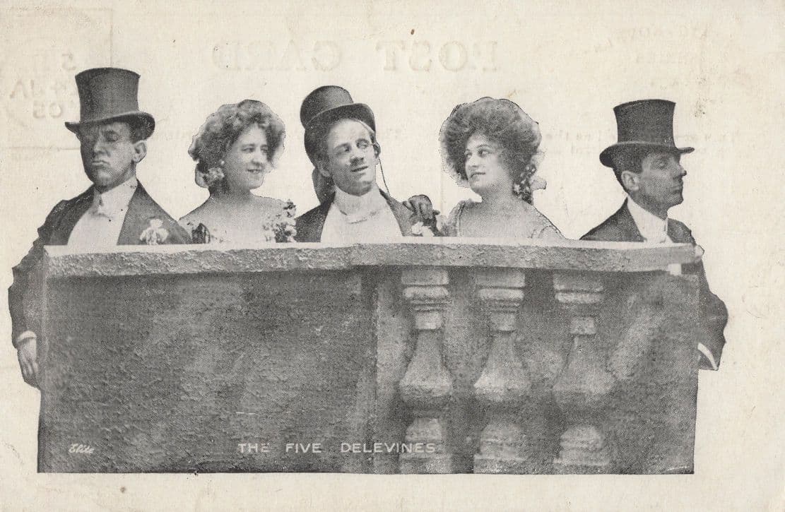 The Five Delevines Theatre Revue Entertainers Vintage Postcard
