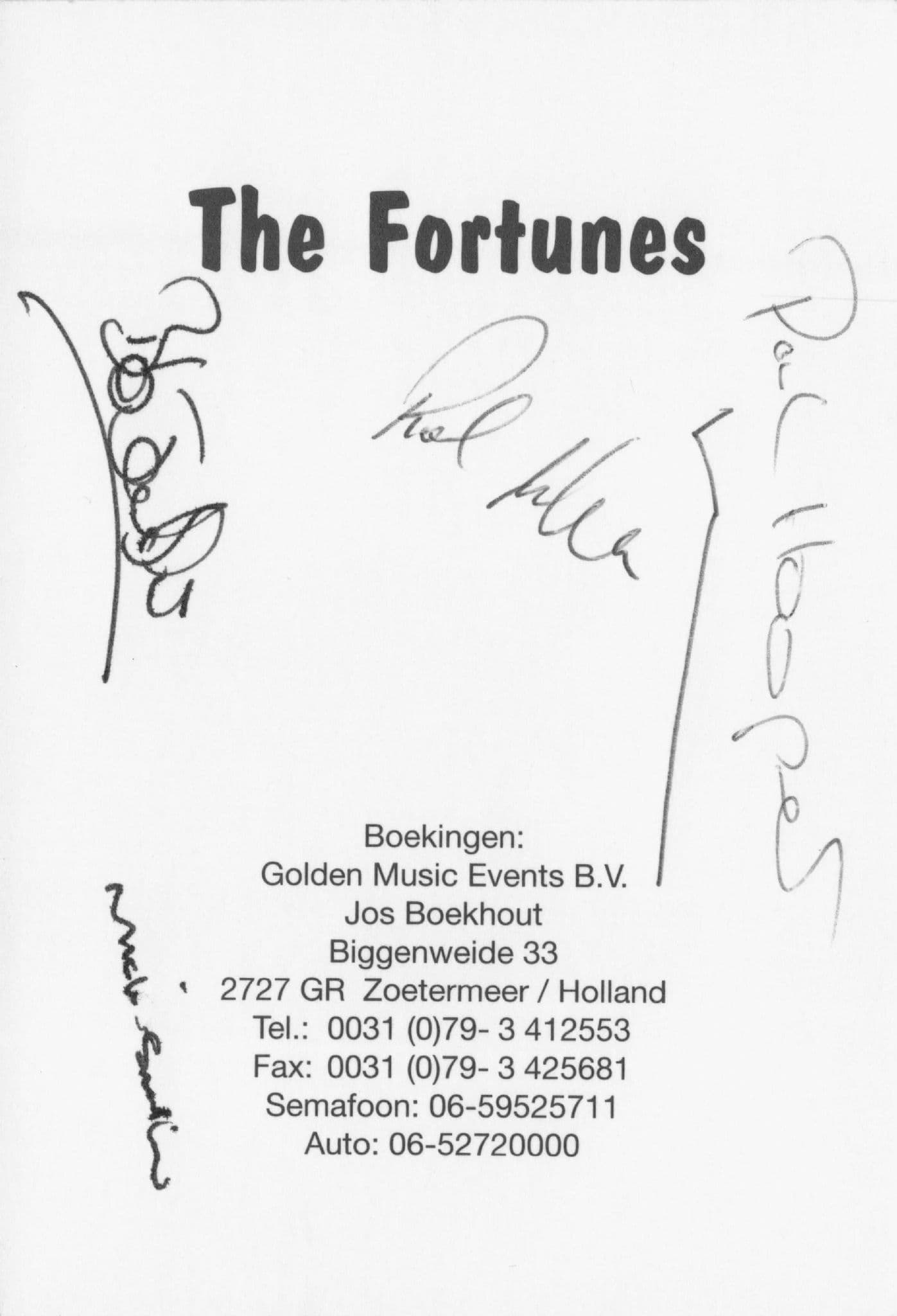 The Fortunes 1960s Beat Pop Group FULLY Hand Signed Official Photo