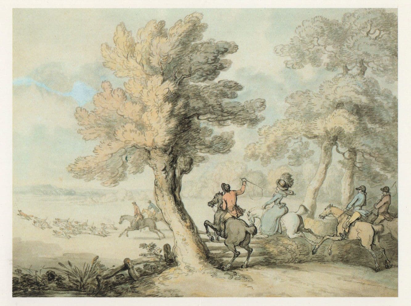 The Fox Hunt Rowlandson Victorian Painting Postcard