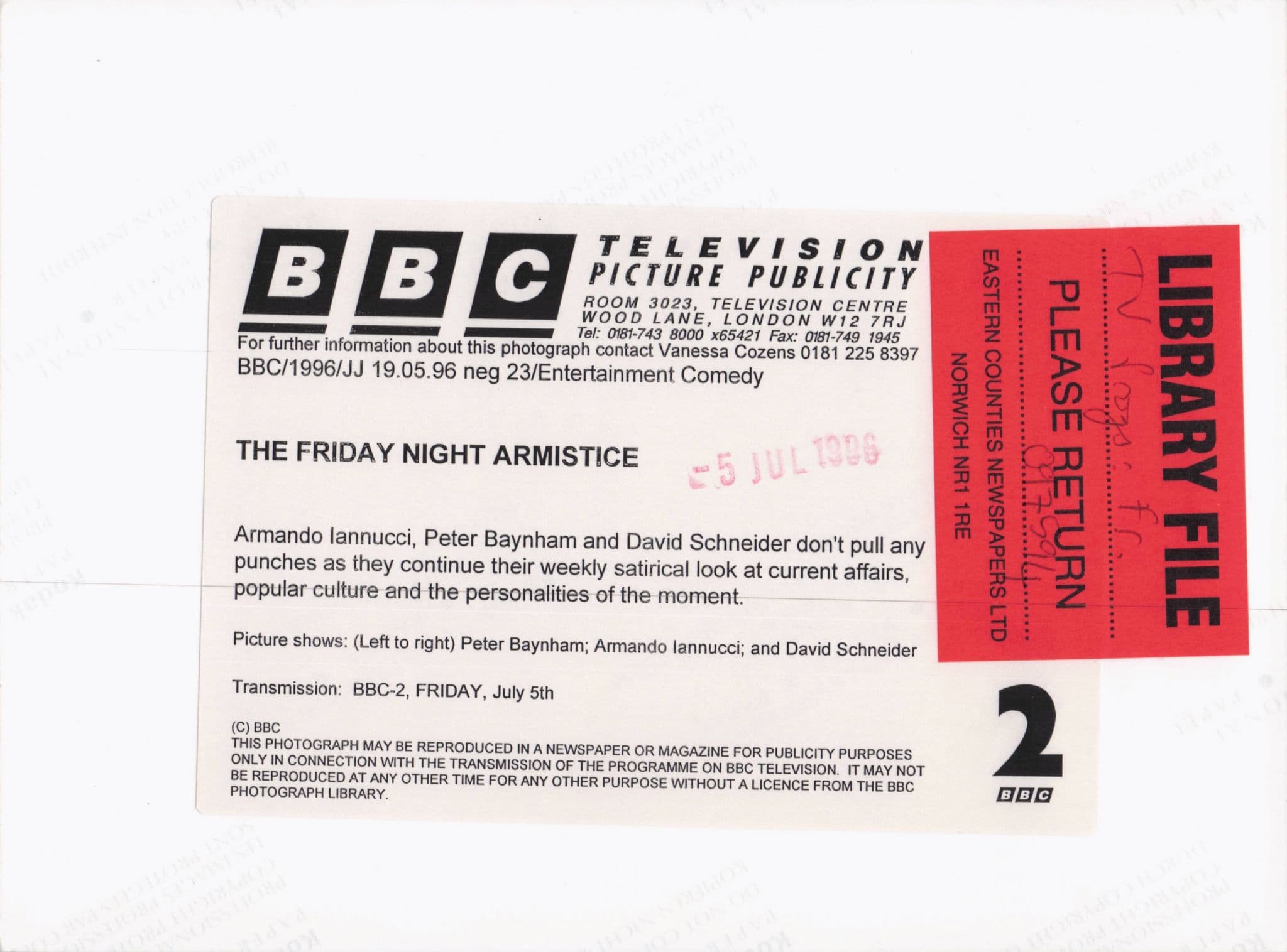 The Friday Night Armistice BBC Political Satire TV Show Press Photo