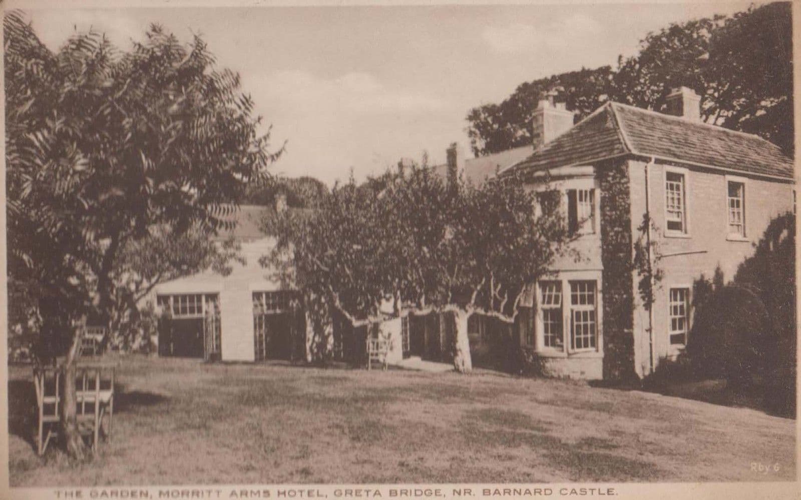 The Garden Morritt Arms Hotel Barnard Castle Cumbria Antique Postcard