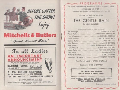 The Gentle Rain Ballet Noel Langley James Hayter Nottingham Theatre Royal Programme