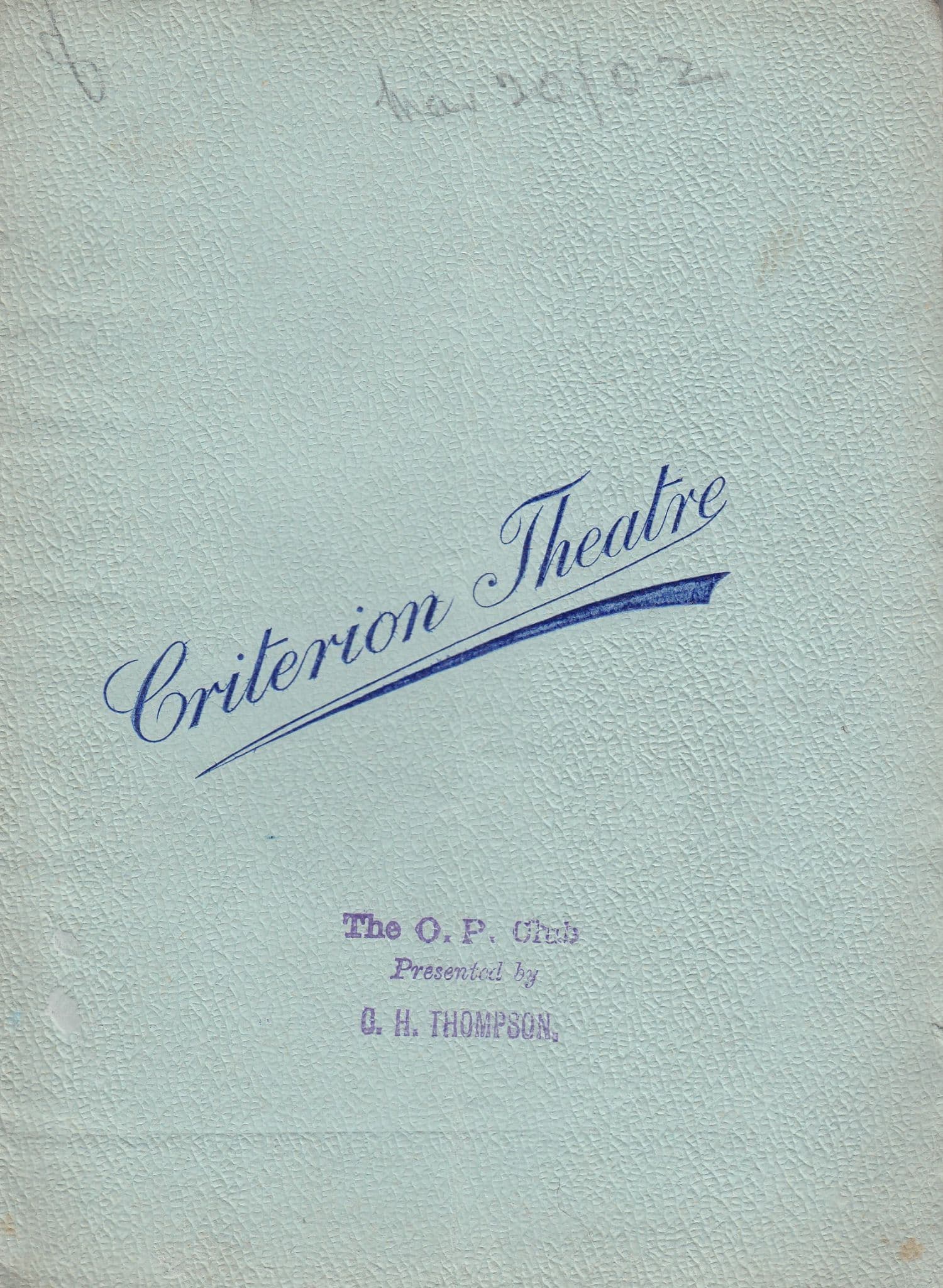 The Girl From Maxims Upper Class Criterion 1902 Theatre Programme