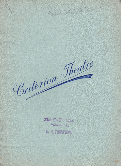 The Girl From Maxims Upper Class Criterion 1902 Theatre Programme