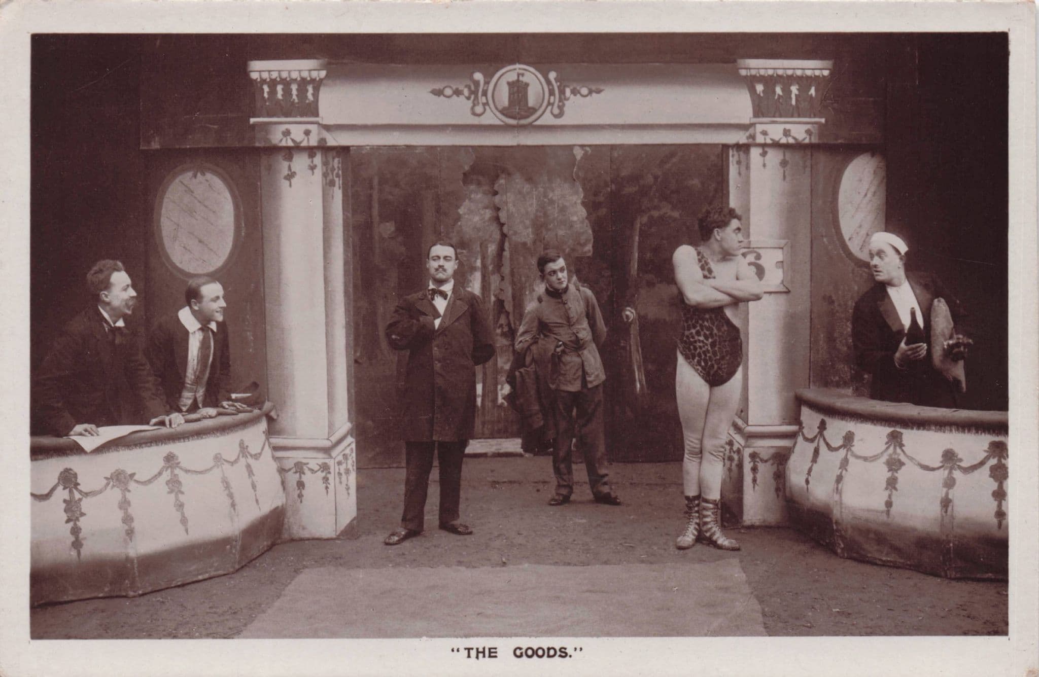 The Goods Circus Transvestite Leotard Hotel Bellboy Old RPC Postcard