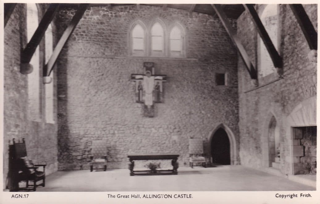 The Great Hall Allington Castle Kent Antique Real Photo Postcard