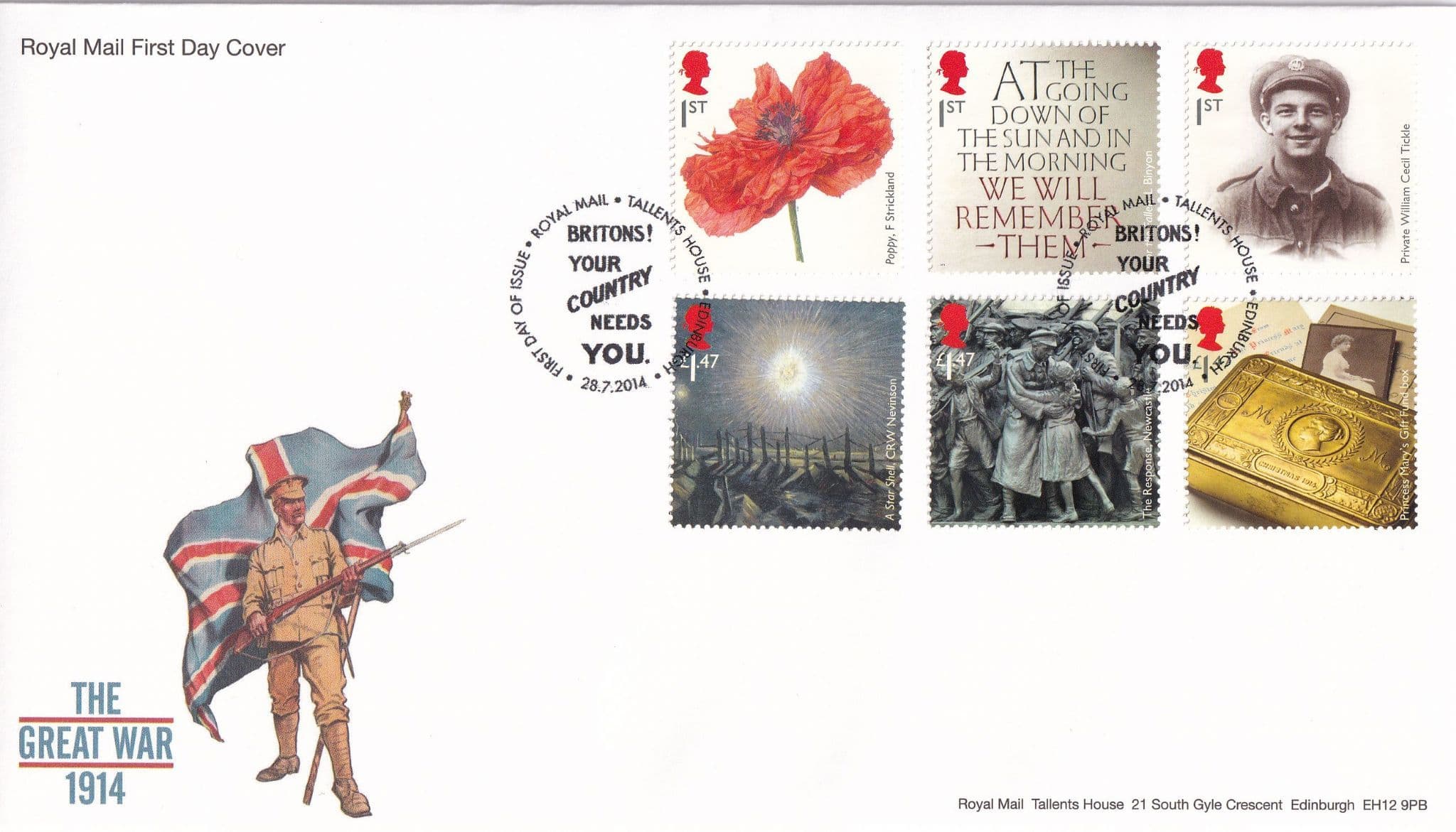 The Great War 1914 Your Country Needs You Stamp Frank First Day Cover