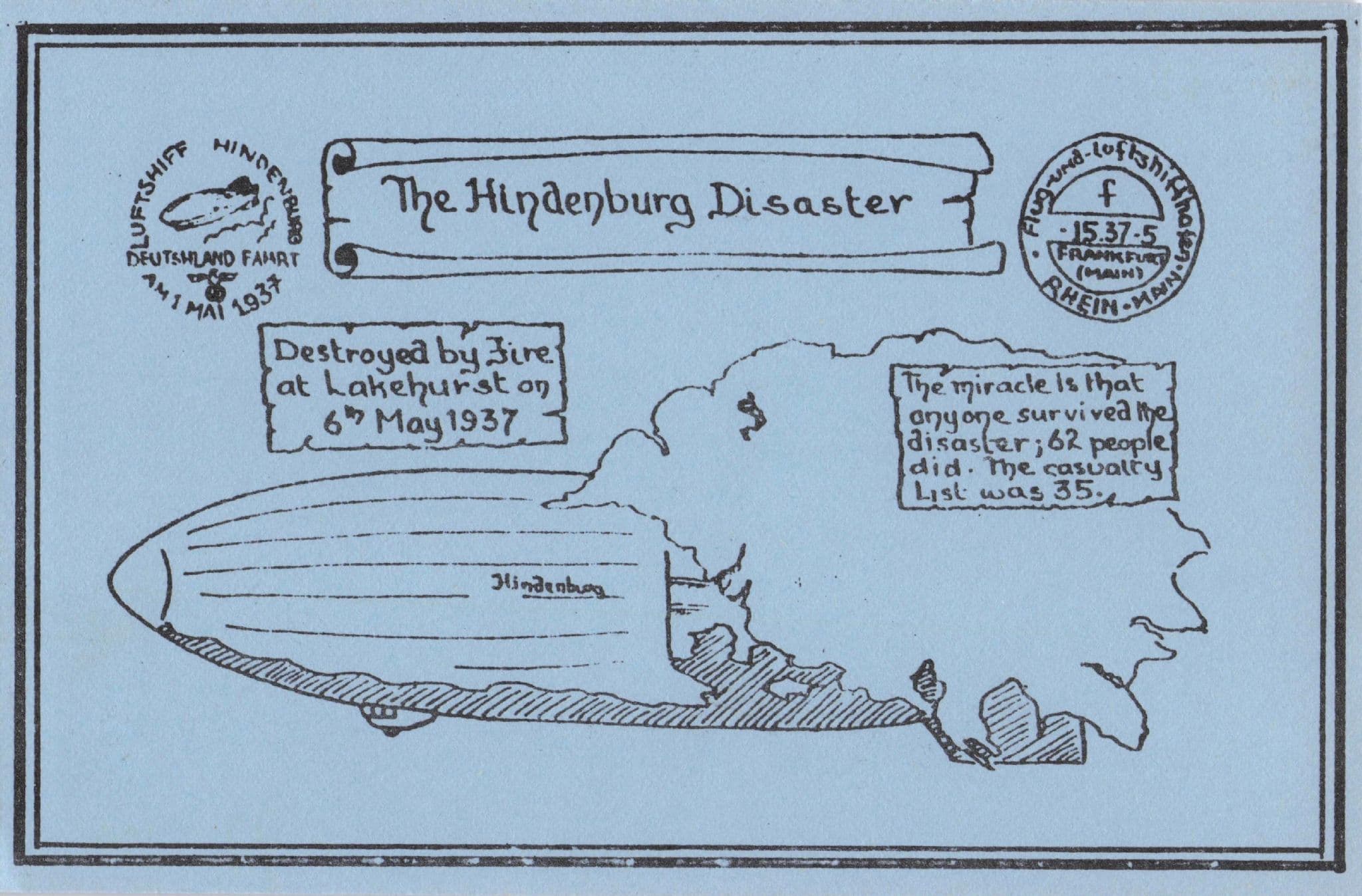 The Hinderburg Airship Disaster Limited Edition Of 100 Postcard