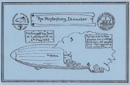 The Hinderburg Airship Disaster Limited Edition Of 100 Postcard