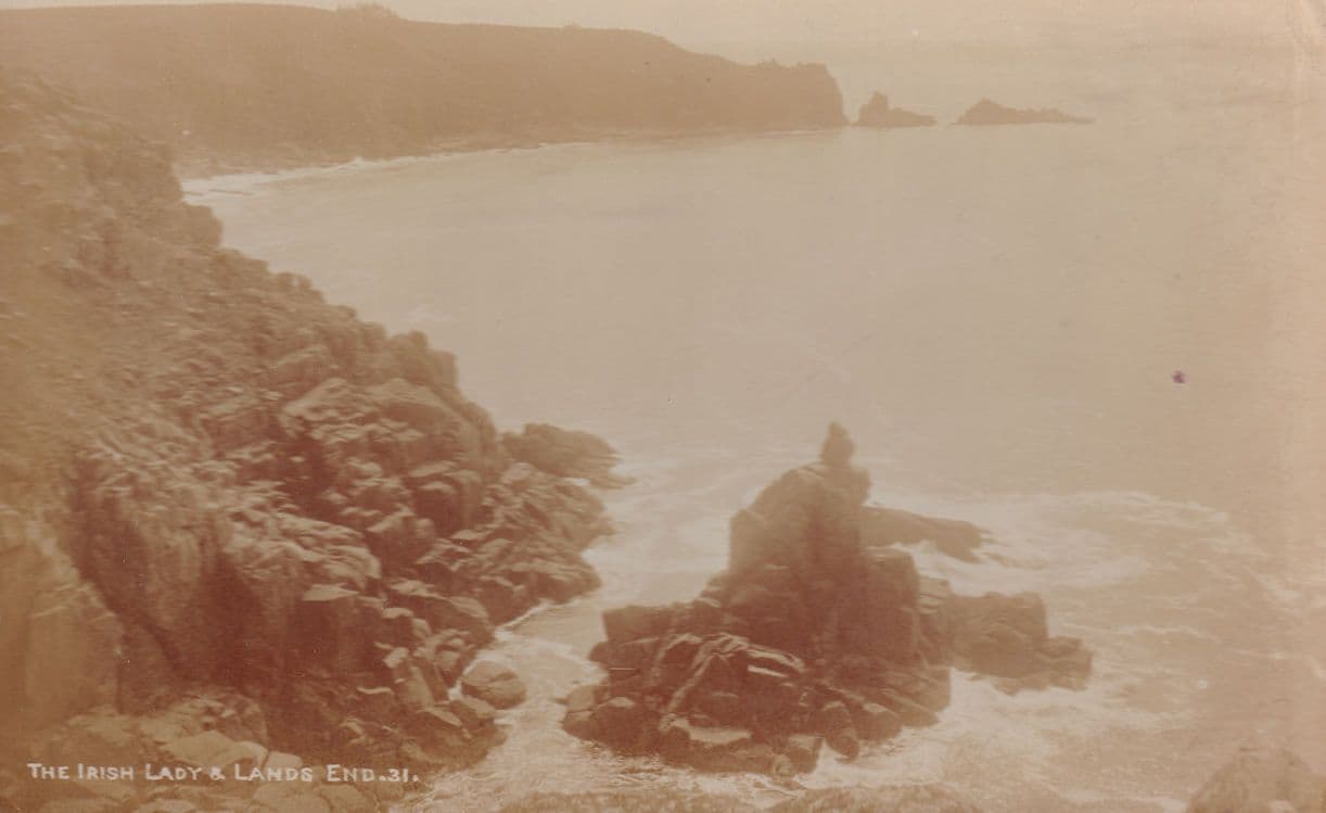 The Irish Lady Lands End Cornwall Old Real Photo Postcard