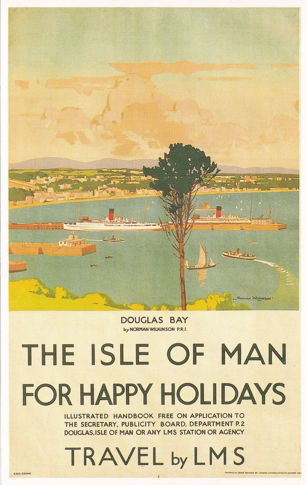 The Isle Of Man For Happy Holidays Railway Poster Postcard