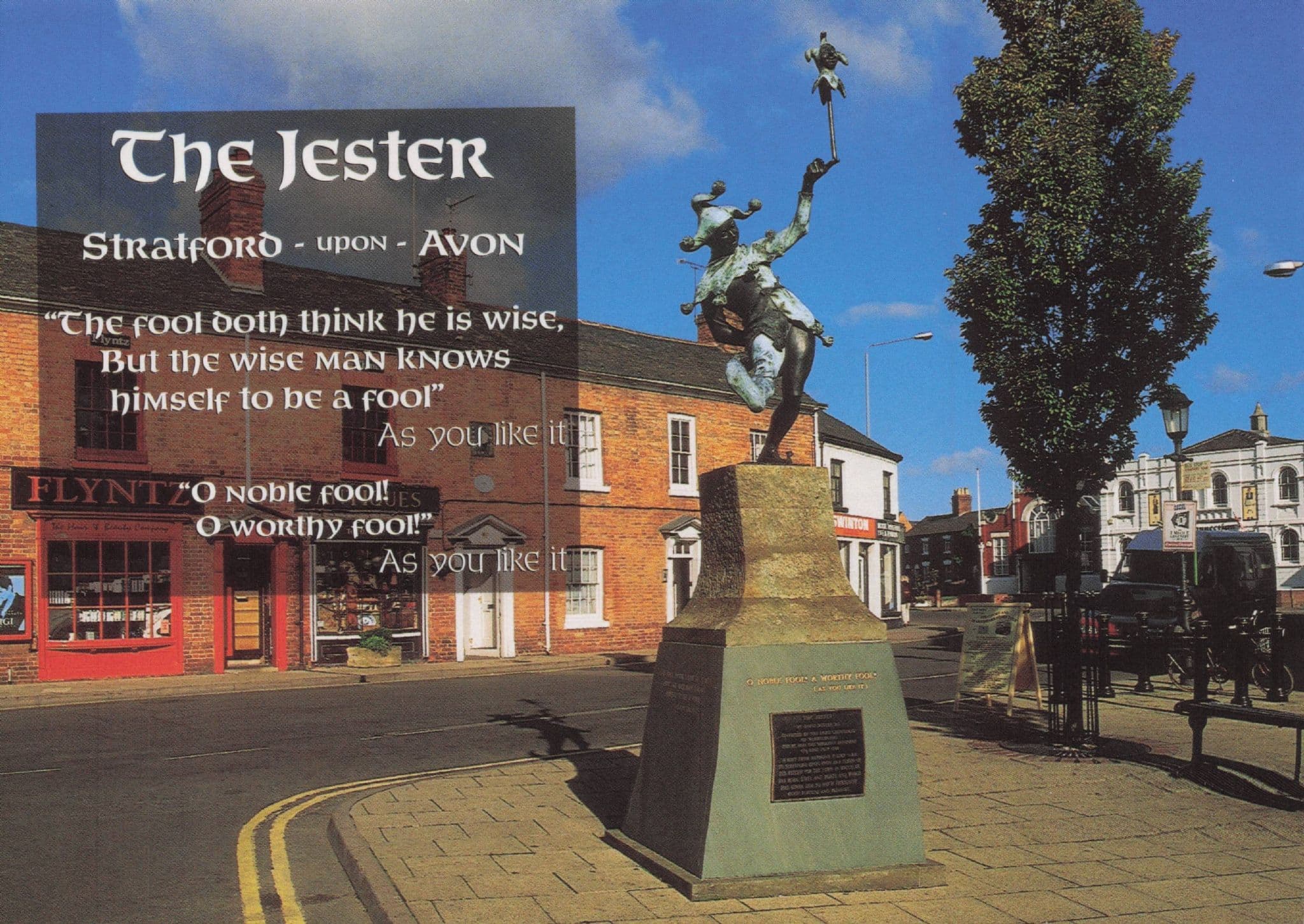 The Jester Stratford Upon Avon Fool Statue Shakespeare Postcard