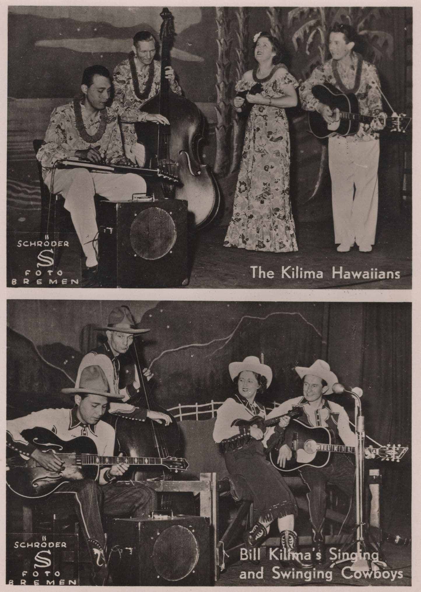 The Kalima Hawaiians Country & Western Cowboys Music Band Postcard