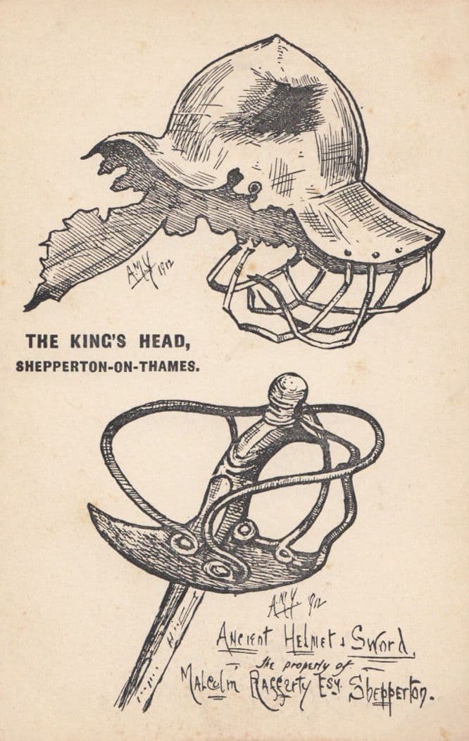 The Kings Head Shepperton On Thames Surrey Antique Millitary Armour Postcard