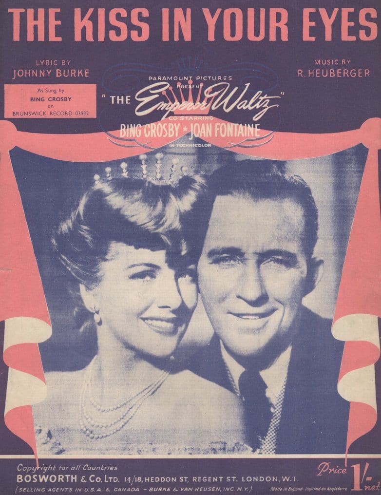 The Kiss In Your Eyes Bing Crosby 1950s Sheet Music
