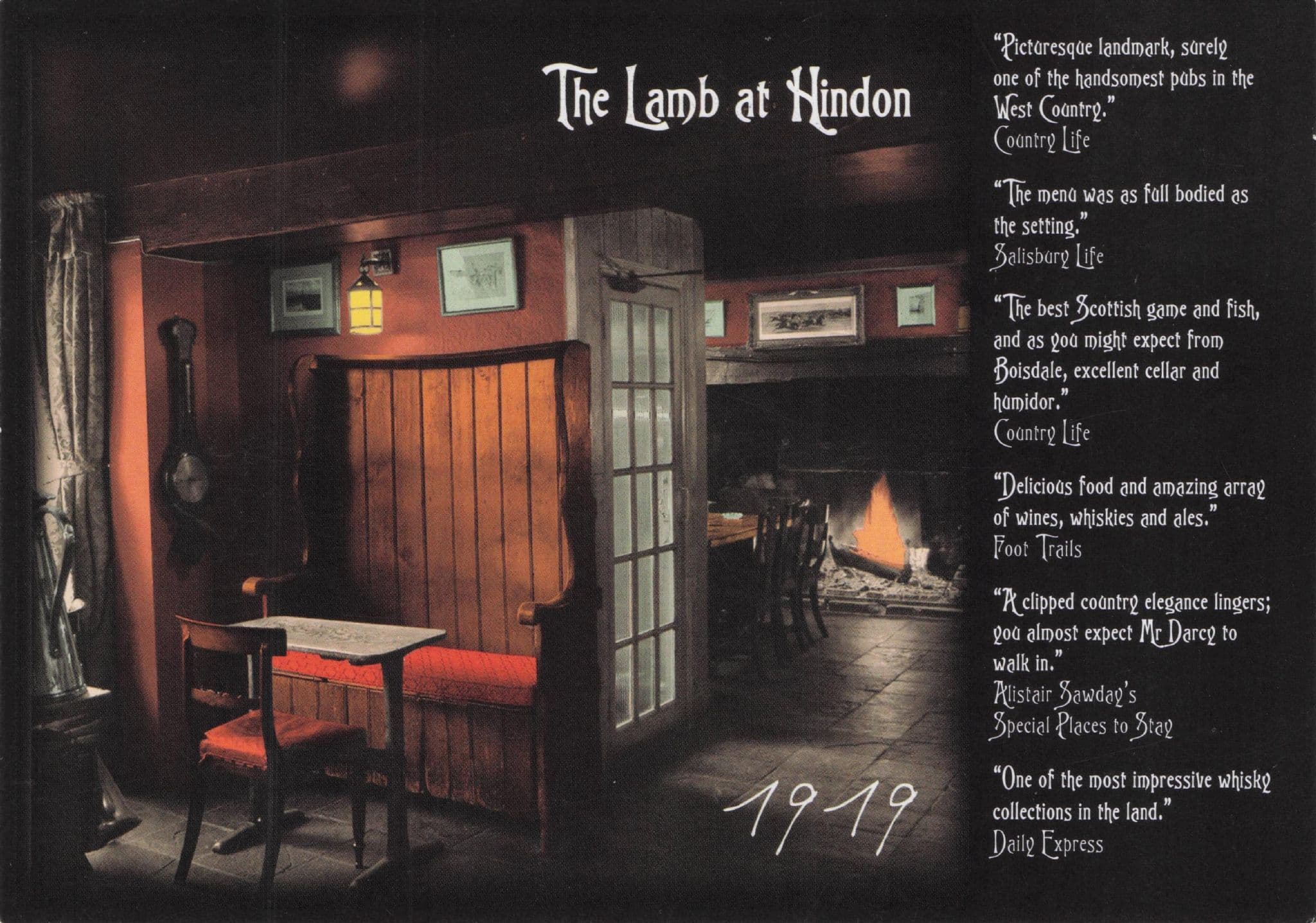 The Lamb Pub at Hindon Wiltshire Advertising Postcard