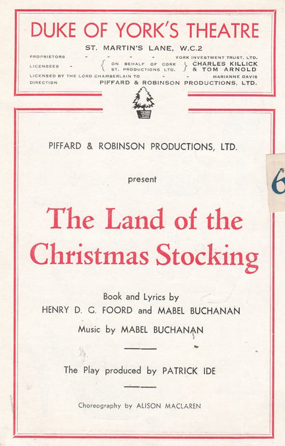 The Land Of The Christmas Stocking Musical Duke Of York 1950s Theatre Programme