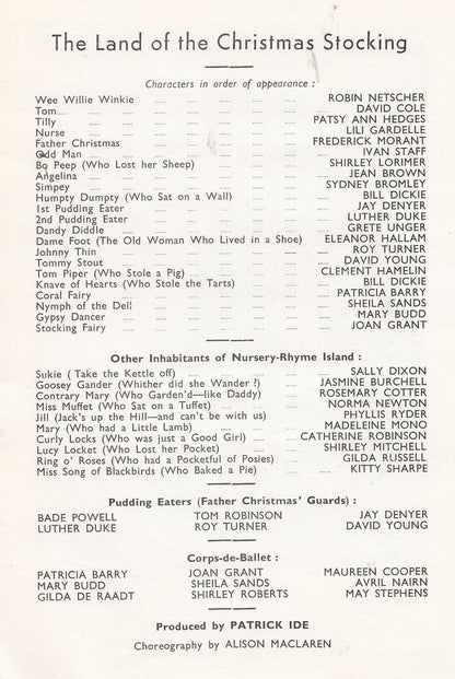 The Land Of The Christmas Stocking Musical Duke Of York 1950s Theatre Programme
