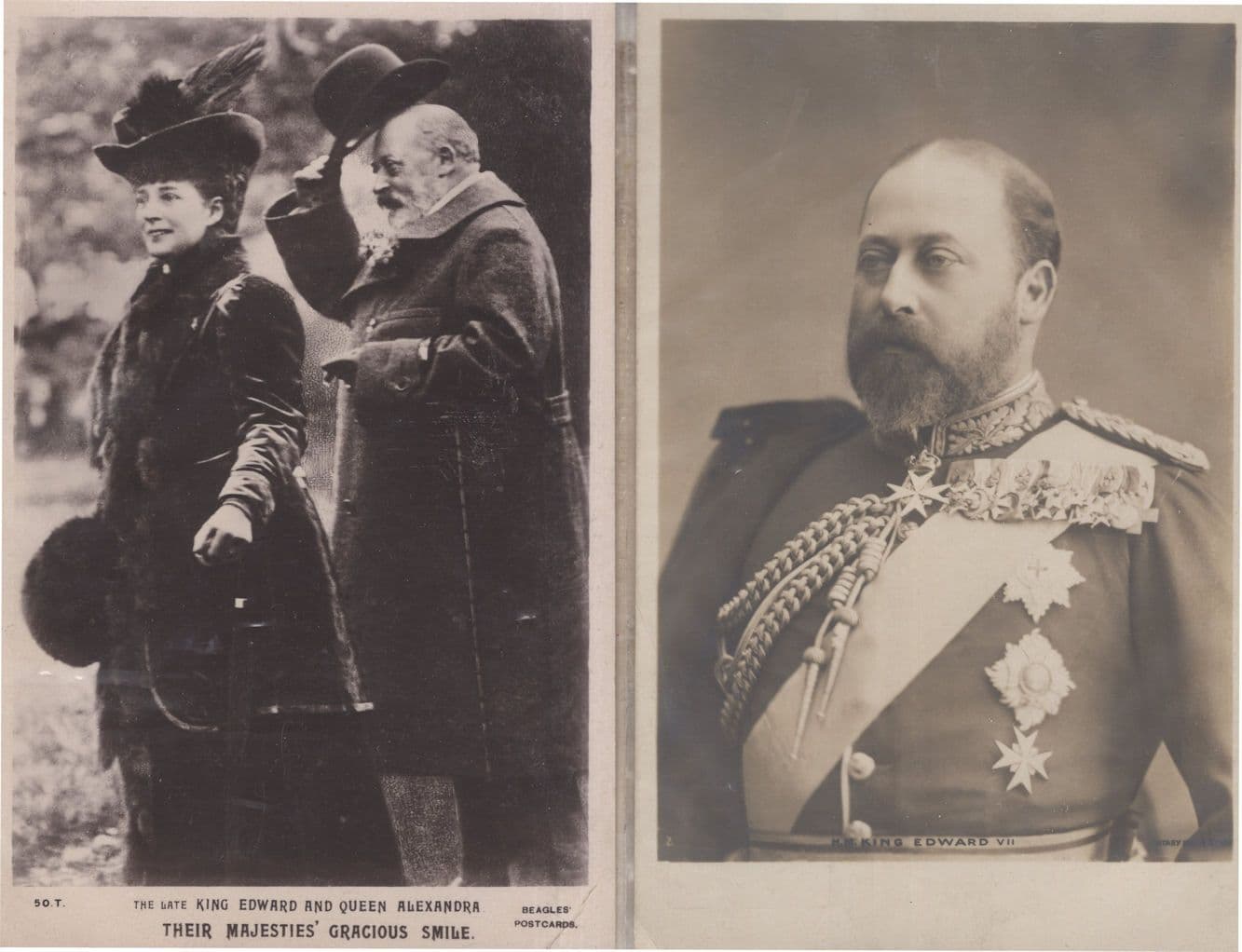 The Late King Edward Gracious Smile 2x RIP Old Postcard