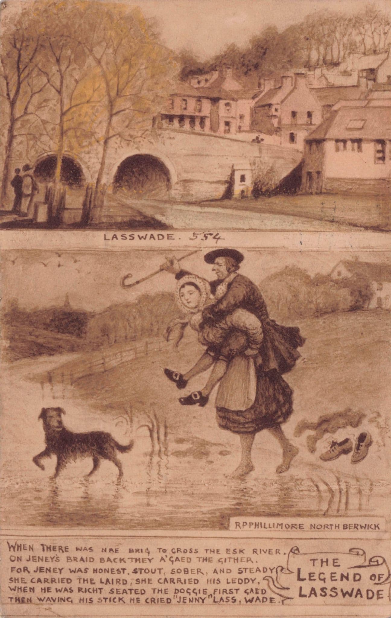 The Legend Of Lasswade Scotland Mythology Phillimore Old Postcard