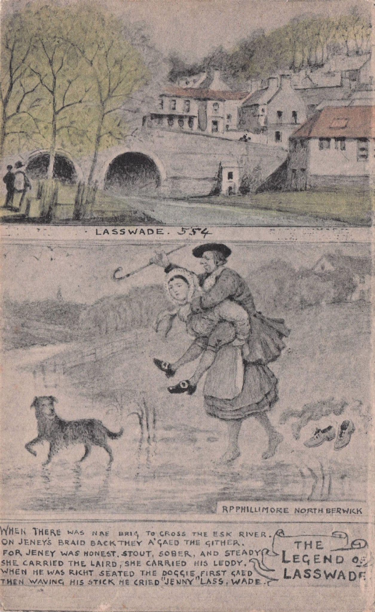 The Legend Of Lasswade Scottish Mythology Phillimore Old Postcard