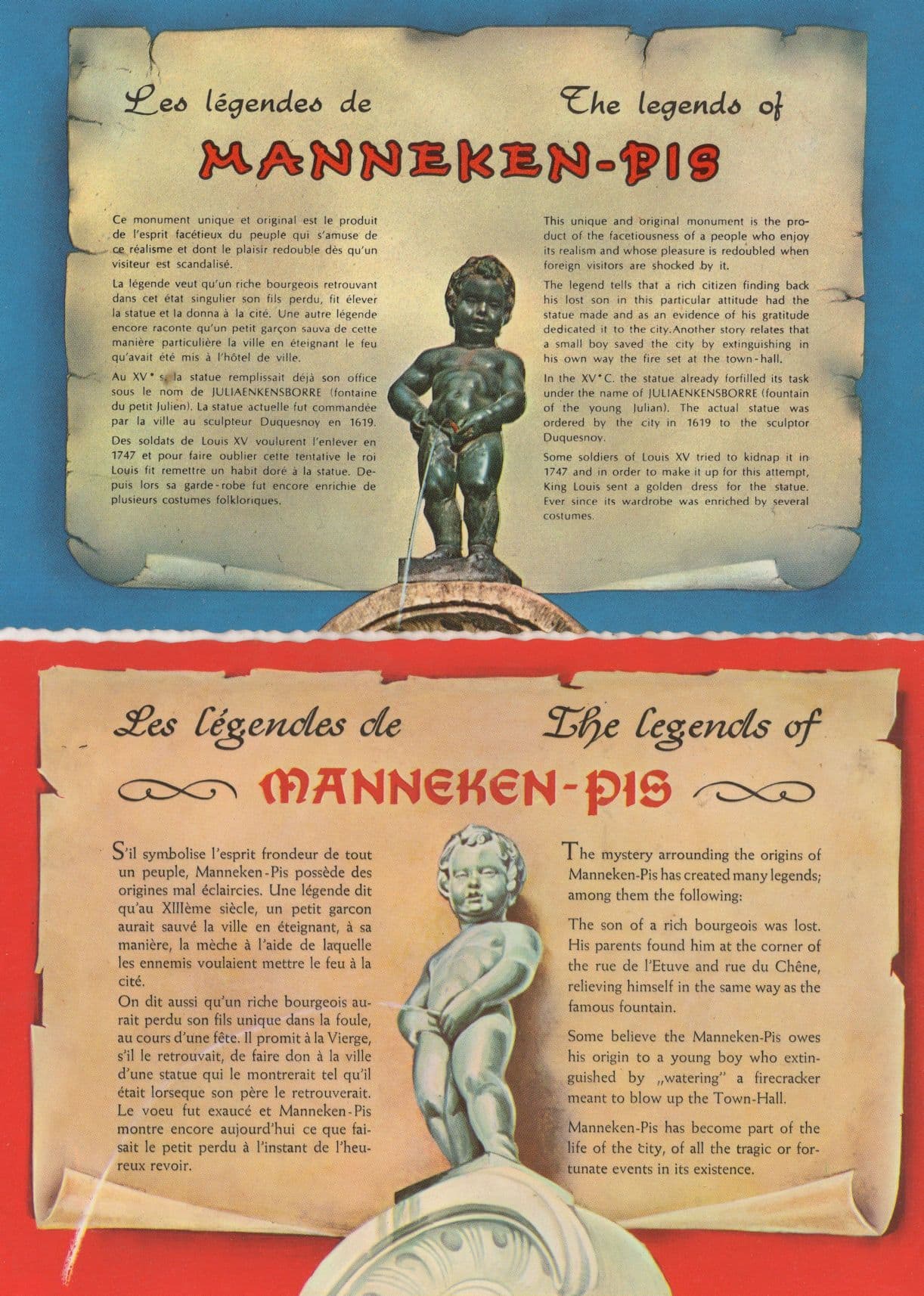 The Legend of Manneken Pis 2x Belgium Comic History Postcard s