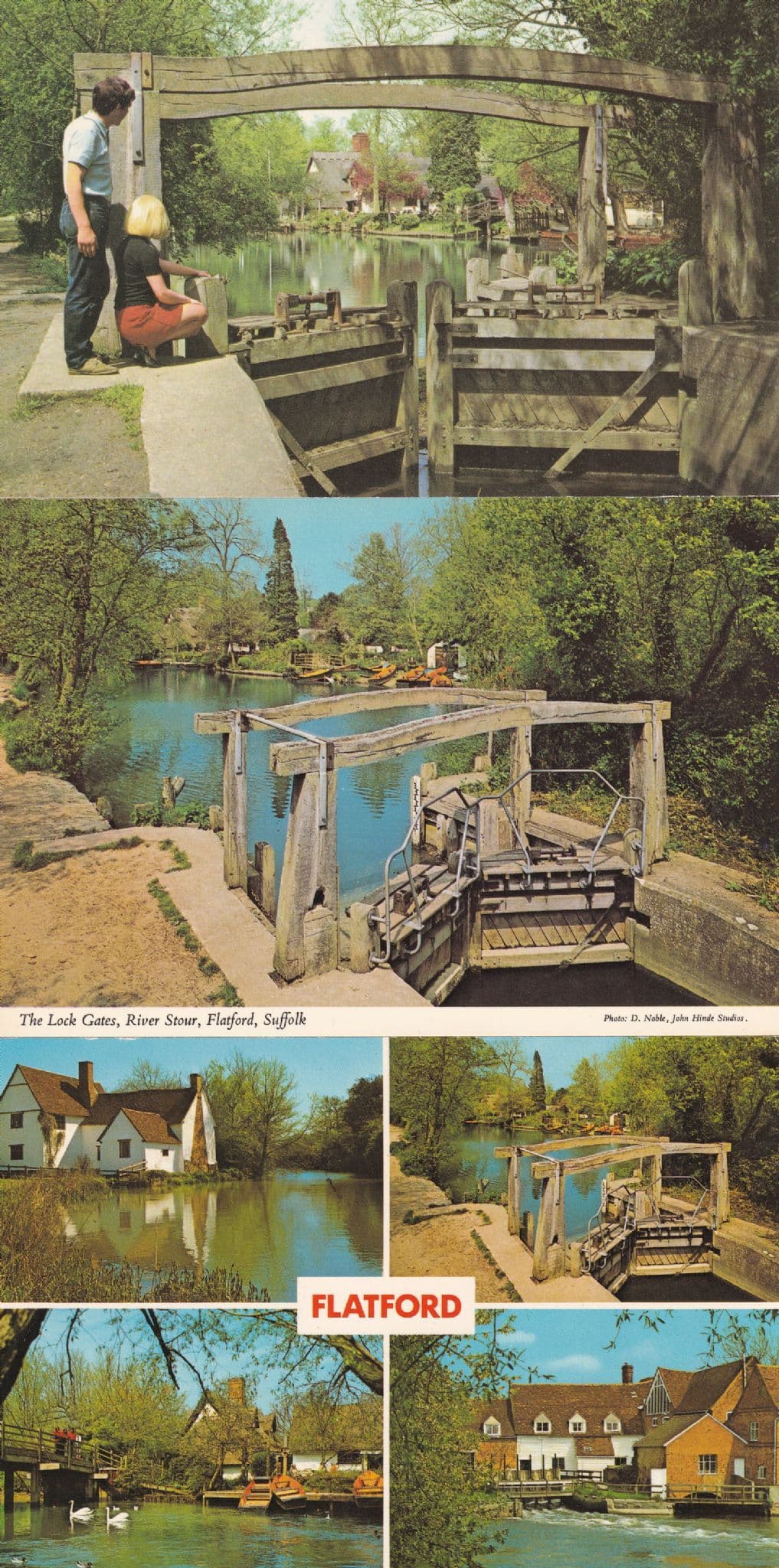 The Lock Gates Flatford 3x 1970s Suffolk Postcard s