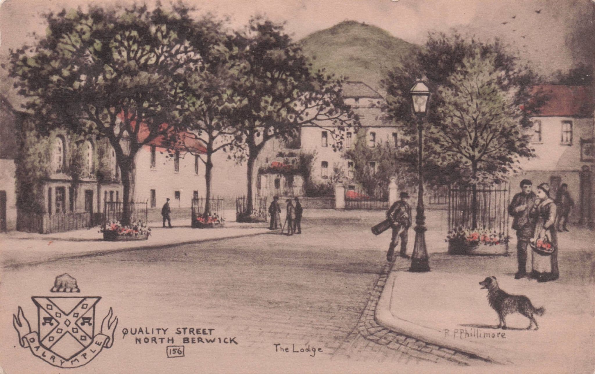 The Lodge Quality Street Golf Bag North Berwick Shield Rare Scottish Phillimore Postcard