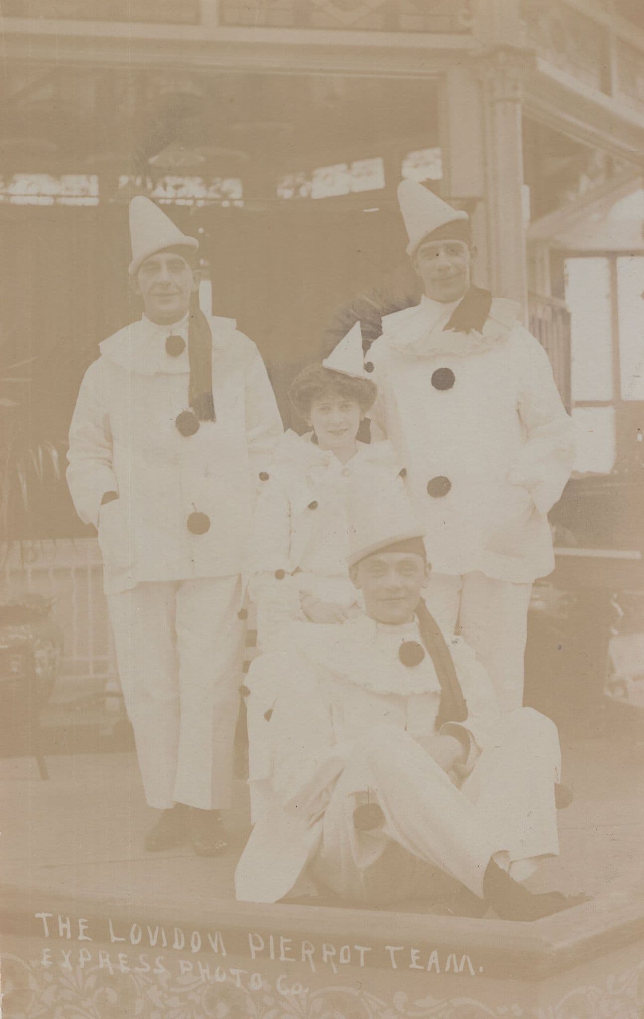 The London Pierrot Team Lady Clown Old Express Real Photo Postcard