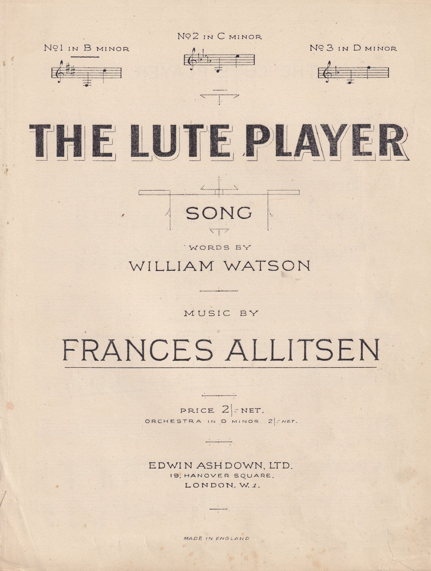 The Lute Player Frances Allitsen William Watson Song Classical Sheet Music