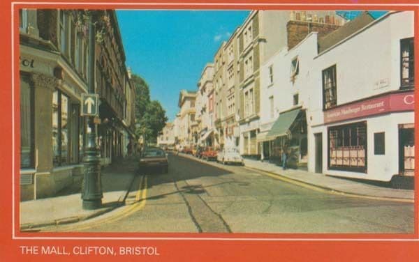 The Mall Clifton Bristol American Hamburger Restaurant Shops 1980s Postcard
