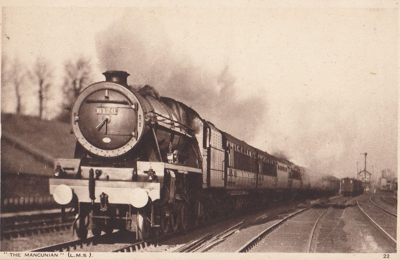 The Mancunian at Preston Carlisle Antique LMS Train Postcard