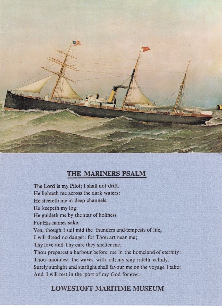 The Mariners Psalm Lowestoft Mariners Museum Ship Postcard Card