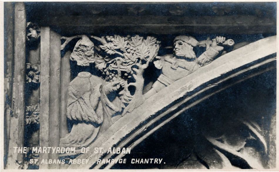 The Martydom Of St Alban Herts Antique Sculpture Postcard