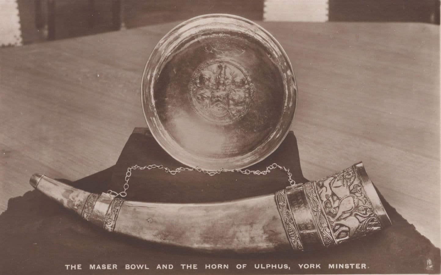 The Maser Bowl & The Horn Of Ulphius York Minster Old Postcard