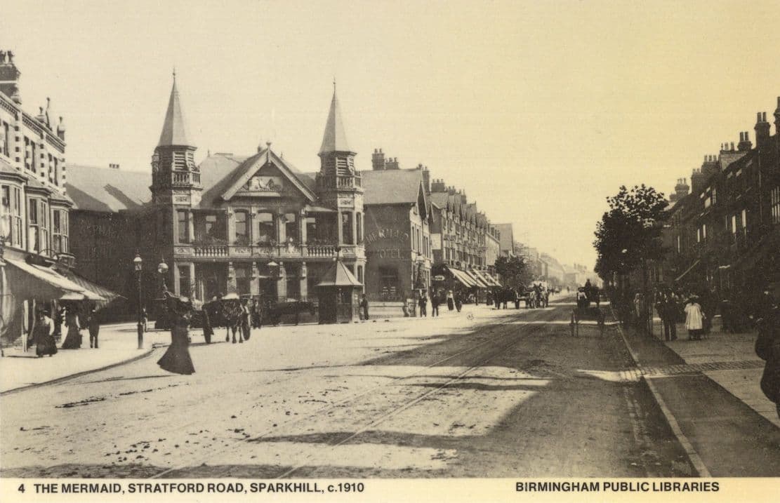 The Mermaid Pub Stratford Road Sparkhill Birmingham in 1910 Real Photo Postcard
