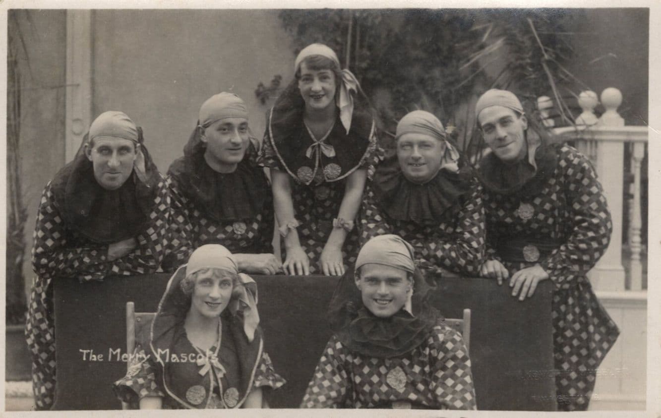 The Merry Mascots LGBT Gay Interest Pierrots Clowns Old RPC Postcard