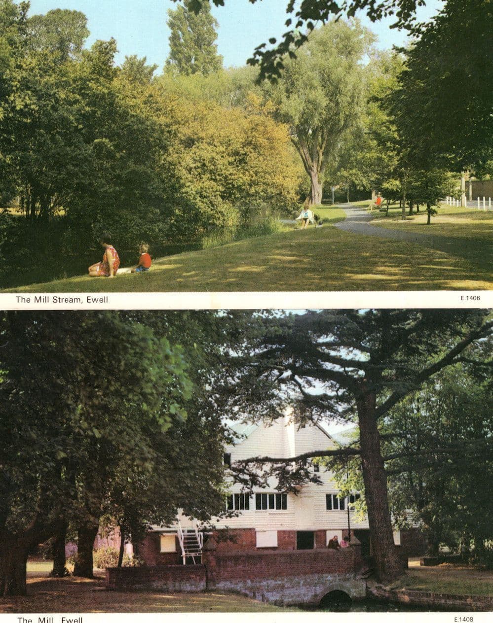 The Mill Ewell Stream 2x Surrey 1970s Postcard s