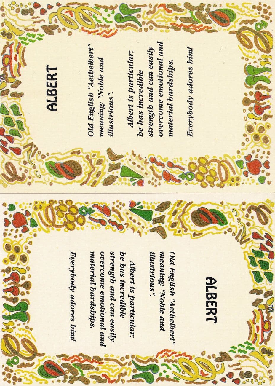 The Name Albert Is Adorable Noble Strong 2x Postcard