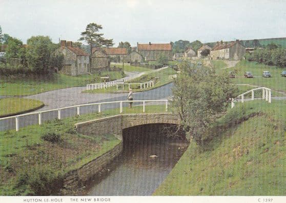 The New Bridge Hutton Le Hole Pensioner OAP Admiring New View Postcard