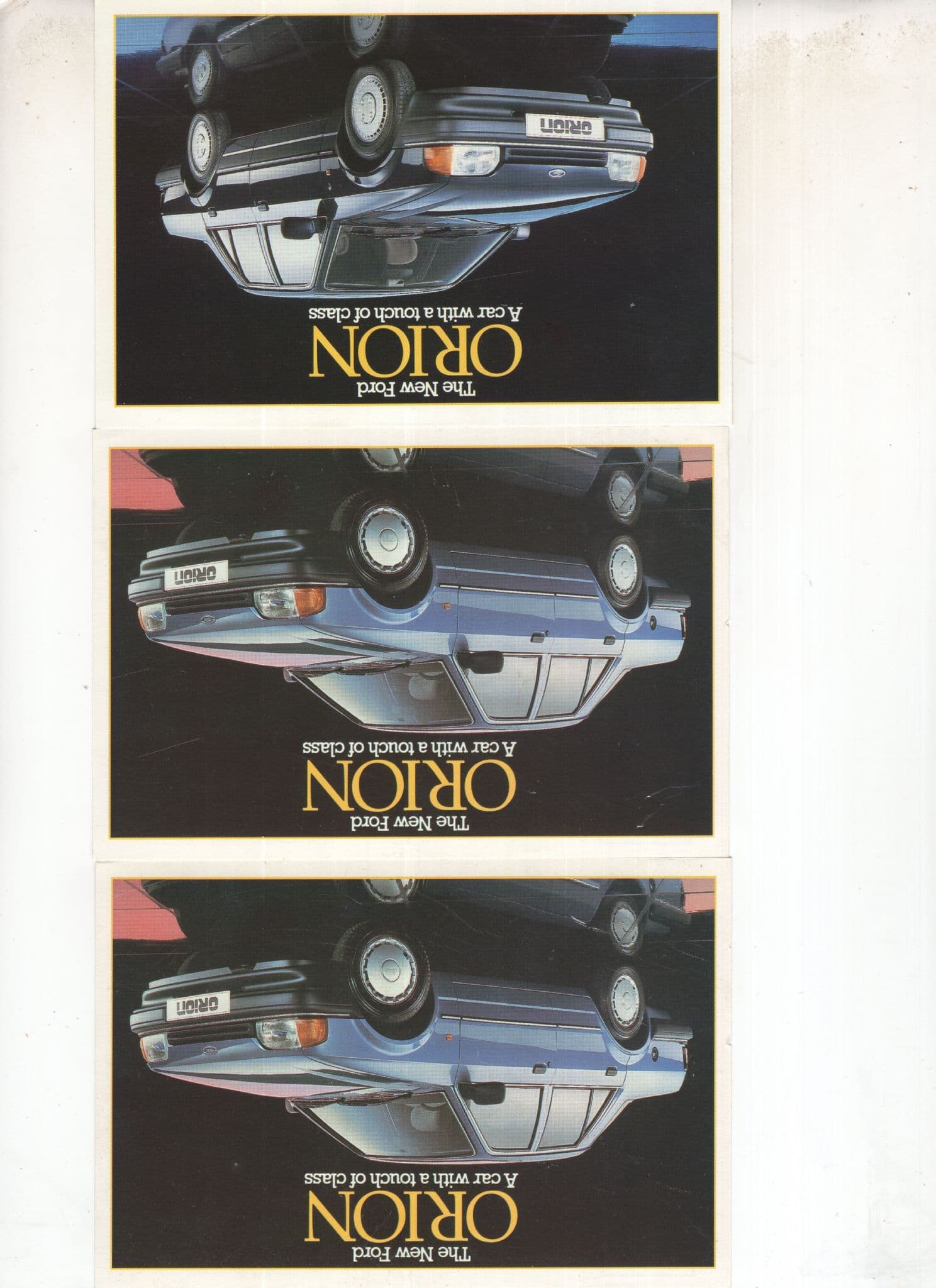 The New Ford Orion Car 3x Advertising Launch Postcard s
