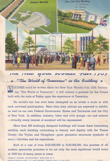 The New Yorks World Fair 1939 WW2 Large Postcard Book
