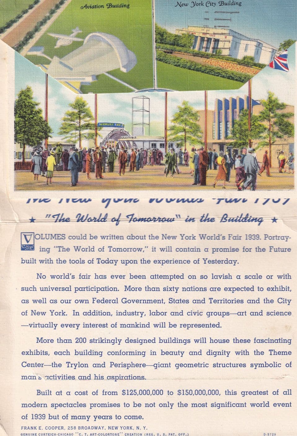 The New Yorks World Fair 1939 WW2 Large Postcard Book