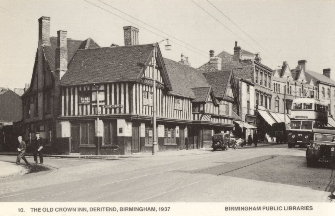 The Old Crown Inn Deritend Birmingham 1937 Rare Photo Postcard