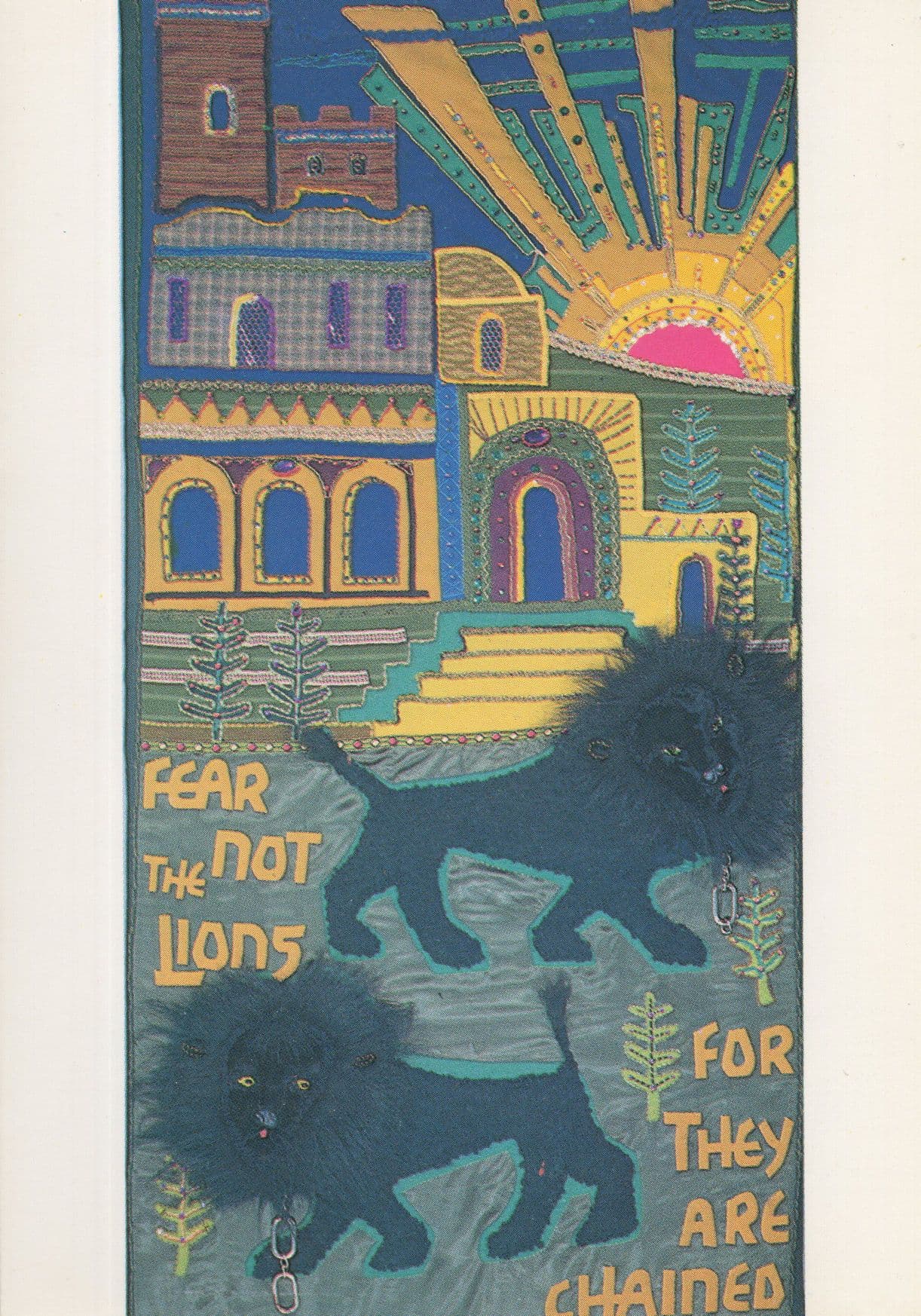 The Palace Beautiful Bedford Needlework Lions John Bunyan Postcard
