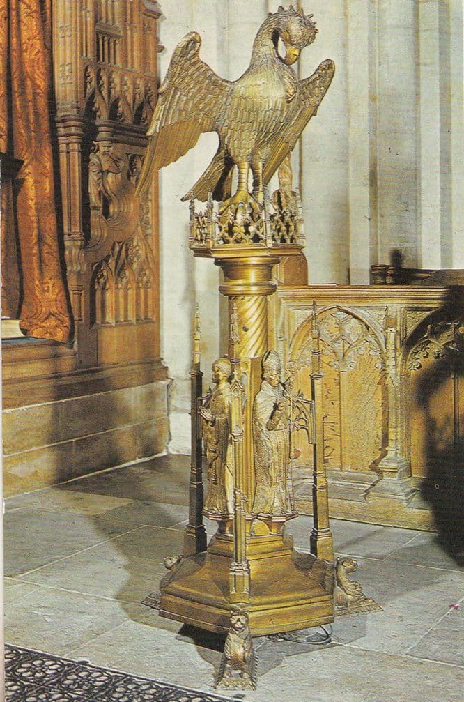 The Pelican Lantern in Norwich Cathedral 1970s Bird Statue Postcard