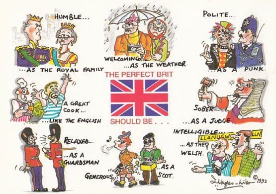The Perfect Brit Punk Rocker Policeman Tourist Shop BIG Comic Humour Postcard